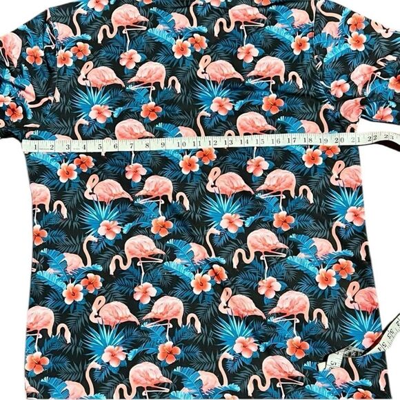 Waggle Golf Polo Flamingo print 🦩 Hawaiian tropical size large - Picture 5 of 5